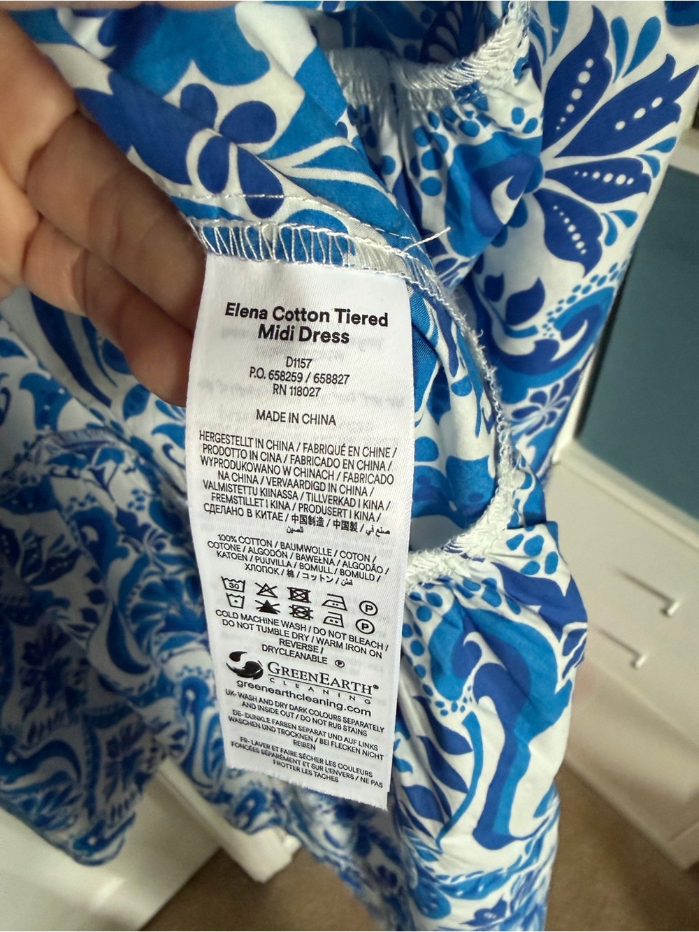 Elena Medallion Print Long Sleeve Cotton Midi Dress 12R - Picture 6 of 6